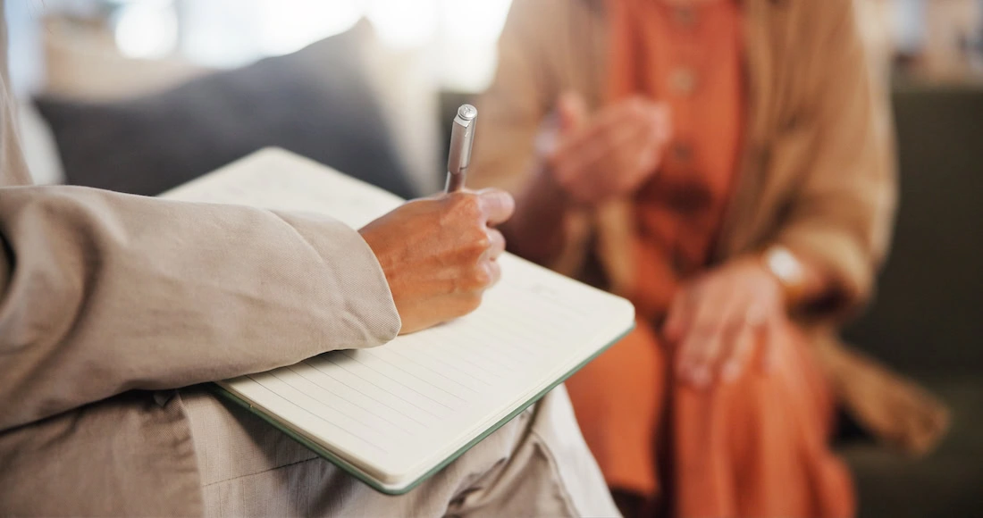 A person participates in therapy for anxiety.